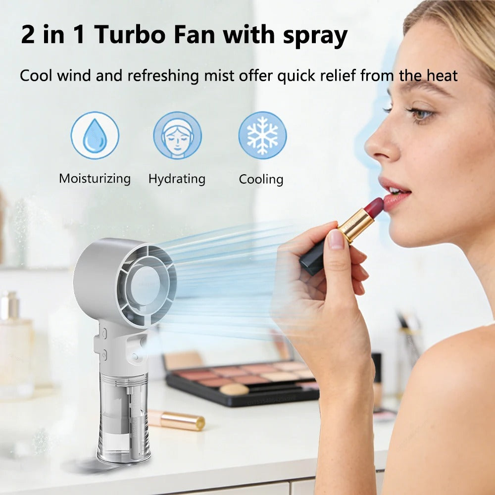 Portable Mini Humidifier Spray Fan – Handheld Water Mist Fan