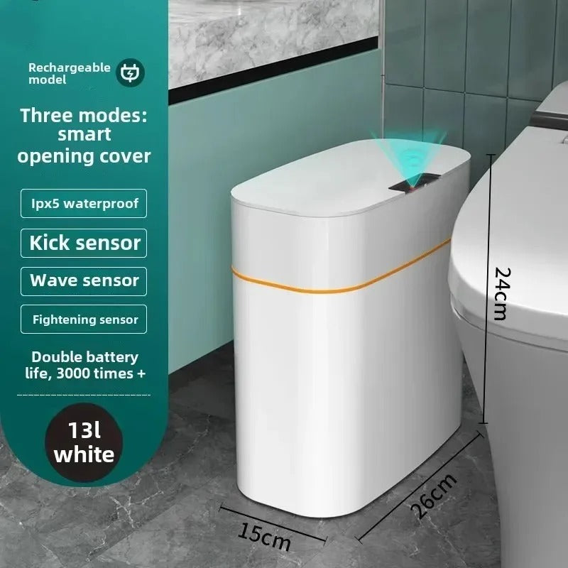 Touchless Sensor Trash Can – Auto-Open Lid for Kitchen & Bathroom