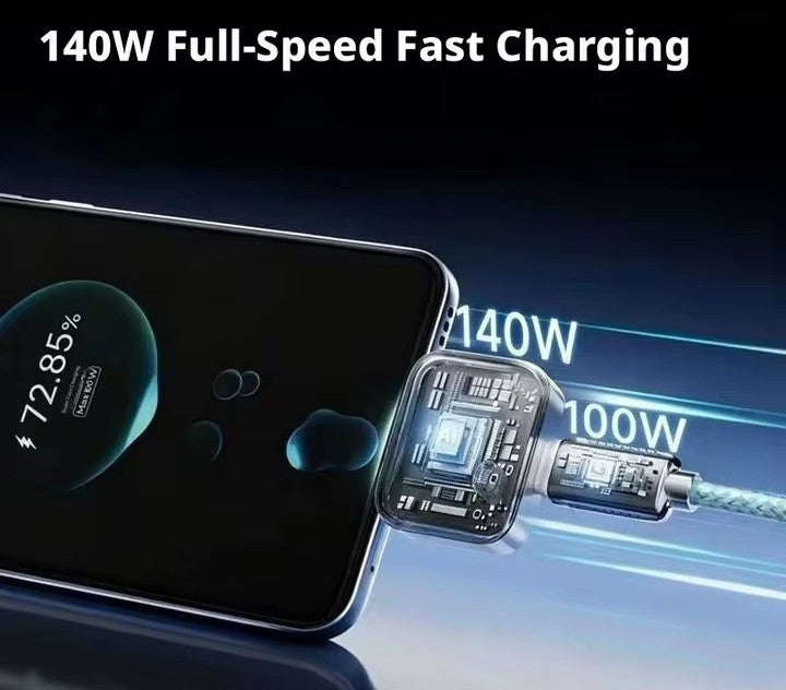 Lenovo 140W Smart Full Charge Self-Cut Adapter – Universal Auto Disconnect for Night Charging & Overcharge Prevention