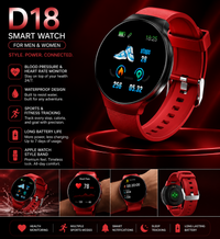 D18 Smart Watch for Men and Women – Blood Pressure Monitor, Waterproof Sports Fitness Tracker with Apple Watch Band