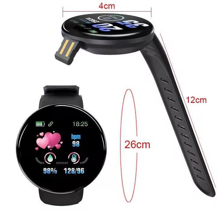D18 Smart Watch for Men and Women – Blood Pressure Monitor, Waterproof Sports Fitness Tracker with Apple Watch Band