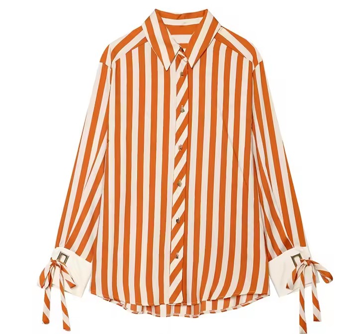 Women's Bow-tie Striped Shirt Jacket – 2026 Summer Collection