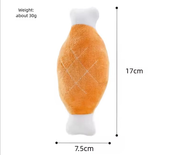 Squeaky Dog Toy: Chicken Drumstick & Bone-Shaped Plush Soft Toys for Puppies, Dogs & Cats