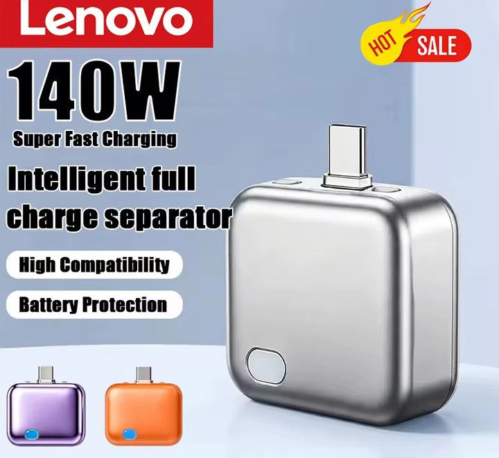Lenovo 140W Smart Full Charge Self-Cut Adapter – Universal Auto Disconnect for Night Charging & Overcharge Prevention